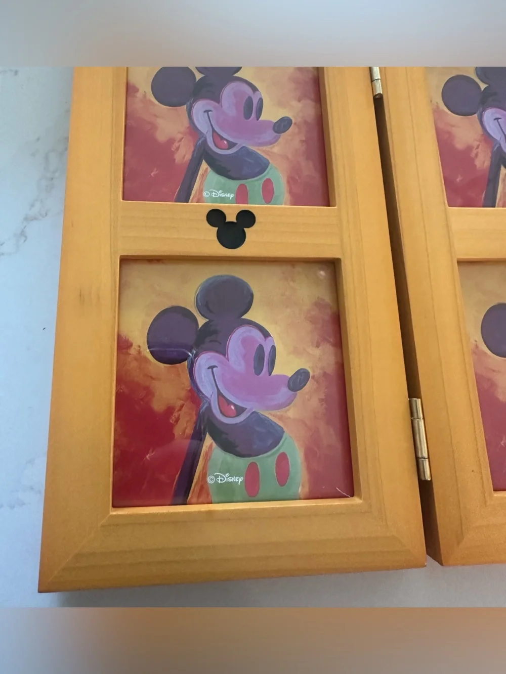 Disney Wooden Tri-Panel Frame with Purple and Orange Artwork